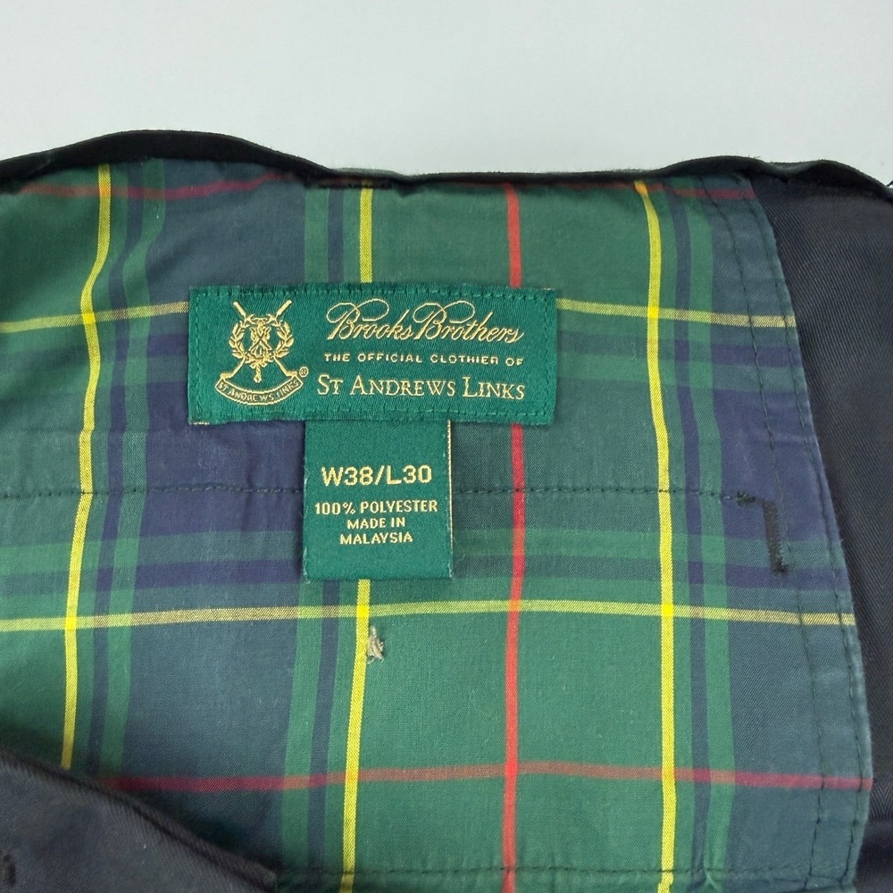 Y2K Brooks Brothers St Andrews Links Black Flat Front Golf Pants Men 38x30 Cuff - Picture 4 of 8